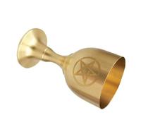 jklymm Handcrafted Brasses Goblet with Moons and Star Pattern Pentagrams Chalice Perfect for Ceremonies and Display Water Component Ritual Cup