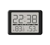 jklymm Modern LCD Digital Clock with Time Date Temperature Humidity Display Battery Operated Supprt Stand Desk Wall Clock Indoor Temperature Humidity Monitor