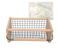 jklymm Ventilated Metal Wire Basket Wood Handle Large Capacity Fruit Vegetable for Kitchen Gardening Produce Storage Multipurpose