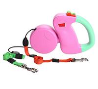 JKLYZXS 2 Dog Retractable Lead, Extendable Double Dog Leash, 3M Reflective Automatic Dual Pet Leash for Large Medium Small Dogs To Training, Walking, Jogging (Pink)
