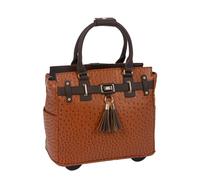 JKM & Company Rolling Laptop Bag for Women | Designer Wheeled Briefcase | Fits 13-17" Laptops | Office Travel Computer Case, Brown, 15.5” H x 10” W/D x 16.5” L, Rolling Laptop Bag