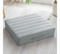 JKMAX 22 inches Floor Pillow for Adults - Large Meditation Cushion with Thick Foam & Soft Tufted Cover - Premium Outdoor Square Floor Cushion Seat - Yoga Pillows for Sitting On Floor - Light Gray