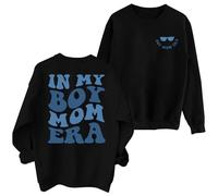JKMTDNG In My Boy Mom Era Sweatshirt Women Funny Mama Crewneck Pullover Mama Life Long Sleeve Gift Tops, Black, Large