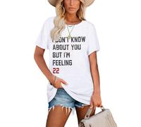 JKMTDNG Oversized Country Music Shirt Women I Don't Know About You But I'm Feeling 22 Shirt City Vacation Tee Outfits, White, XS