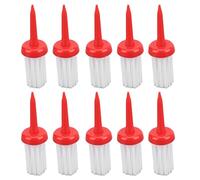 JKOKPMG 10pcs Golf Tees Brush Type Low Resistance More Distance Consistent Height Plastic Tees for Golf Driver Training (Red handle and white hair)