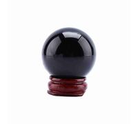 JKOKPMG Black Quartz Glass Healing Ball Sphere 40mm with Stand Rare Elegant Ornament for Home Office Feng Shui Meditation Collection Desk Decor