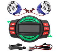 JKOKPMG LCD Motorcycle MP3 Player Bluetooth FM Radio Speaker with USB Charging Hands Free Phone Dialing for Motorcycle Riders ABS Material Black Color