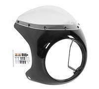 JKOKPMG Motorcycle Headlight Fairing ABS Smooth Surface Aging Resistant Wearproof Universal Fit For 7in Round Headlights Motorbike Accessories (Bright Black and Transparent)