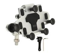 JKOKPMG Motorcycle Phone Holder Mount 540 Degree Adjustable Inline Knob Type 5 Claws Aluminum Alloy Universal Handlebar Phone Stand for Motorcycles and Bikes (Silver)