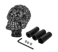 JKOKPMG Skeleton Skull Gear Shift Knob Stick Lever Manual Shifter Universal Resin Metal 80mm 3 Hoses for