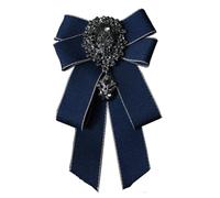 JKQBUX Adjustable Pre-tied Retro Bow Tie with Rhinestones for Men and Women, Navy blue, 10* 16cm