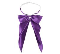 JKQBUX Big Cute JK School Uniform Anime Lolita Sailor Pre-tied for Womens Girls Solid Color Satin Bowtie Cosplay Event, Purple, 33*19cm