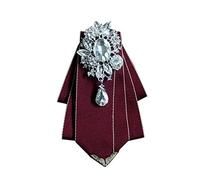 JKQBUX Crystal Bow tie Brooches Collar Pin Ribbon Fabric Bowknot Pre Tied Neck Tie For men Women wedding bridegroom, 10W*14L, Ribbon, Metal