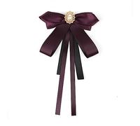 JKQBUX Fashion Ribbon Bow Tie Brooch Pins for Women Girls Crystal Pearl Uniform Pre-Tied Bowknot Corsage Party Ceremony Accessories, 12* 22cm, Ribbon, Crystal, crystal