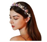 JKQBUX Princess Flower Crystal Headpiece Rhinestone Pearl Headband Alloy Floral Bridal Hair Accessories Wedding Prom Photography for Women Girls