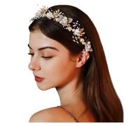 JKQBUX Princess Flower Crystal Headpiece Rhinestone Pearl Headband Alloy Floral Bridal Hair Accessories Wedding Prom Photography for Women Girls