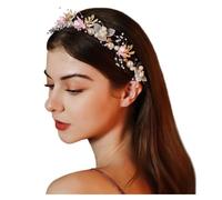 JKQBUX Princess Flower Crystal Headpiece Rhinestone Pearl Headband Alloy Floral Bridal Hair Accessories Wedding Prom Photography for Women Girls