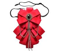 JKQBUX Retro British Pre-tied Adjustable Bowtie for Women Men Uniform Necktie Satin Ribbon Bow Tie Compere Wedding Bridegroom, Yellow, 16 * 9cm (Red)