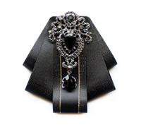 JKQBUX Retro British Rhinestone Pre-tied Adjustable Bow Tie Brooch for Men Necktie Bownot Sparkling Satin Ribbon Bow Tie, Black, 11W*11L