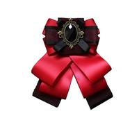 JKQBUX Retro British Style Pre-tied Adjustable Bow Tie Brooch for Women and Men Uniform Necktie Bownot Satin Ribbon Bow Tie, Red, 11* 13cm