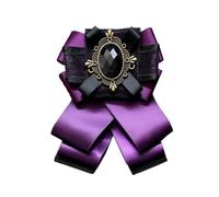 JKQBUX Retro British Style Pre-tied Adjustable Bow Tie Brooch for Women and Men Uniform Necktie Bownot Satin Ribbon Bow Tie, Purple, 11* 13cm