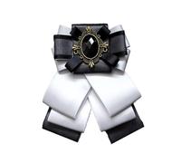 JKQBUX Retro British Style Pre-tied Adjustable Bow Tie Brooch for Women and Men Uniform Necktie Bownot Satin Ribbon Bow Tie, Silvery Grey, 11* 13cm