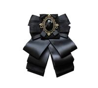JKQBUX Retro British Style Pre-tied Adjustable Bow Tie Brooch for Women and Men Uniform Necktie Bownot Satin Ribbon Bow Tie, Black, 11* 13cm