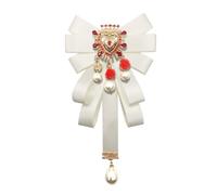 JKQBUX Retro Court style Crystal pearl Bow Brooch Pins for Women Girls Corsage Big bow tie Baroque heart fashion show collar Accessories, 9.5*17.5cm, Aluminum, crystal