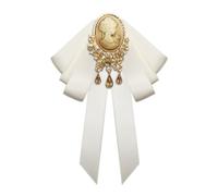 JKQBUX Retro Court style Crystal Ribbon Bow Tie Brooch Pins for Women Girls Victorian Cameo Bow Brooch Pre-Tied Bowknot Corsage Collar accessory, 10.5* 15.5cm, Polyester, Cubic Zirconia, Brooch pin,