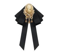 JKQBUX Retro Court style Crystal Ribbon Bow Tie Brooch Pins for Women Girls Victorian Cameo Bow Brooch Pre-Tied Bowknot Corsage Collar accessory, 10.5* 15.5cm, Aluminum, crystal, Black