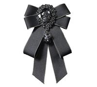 JKQBUX Rhinestone Bow Tie, Retro Style, British Style, Pre-Tied, Adjustable, Fabric Tie for Women and Men, Uniform, Cravat, gray, 10* 16cm