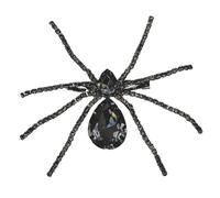 JKQBUX Victorian Style Mother of Pearl Body and Micro Pave Spider Brooches Pins Silver Tone Goth Accessories Pins for Backpacks Aesthetic