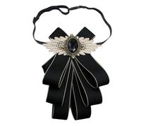 JKQBUX Womens Mens Bow Tie,Ribbon Rhinestone Crystal PreTied Neck Tie for Wedding Party Ceremony, Black, 11W*16L