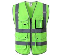 JKSafety Class 2 Front Zip 9 Pocket Safety Vest Reflective Strips ANSI/ISEA Compliant, Officially licensed Star Wars Silent One Crew Green Fleece., 5XL