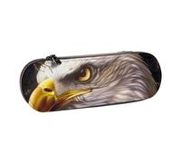 JKSEEPYN American Bald Eagle Printed Hard Shell Leather Pencil Case & Makeup Bag, Stylish Organizer for School, Office, and Travel