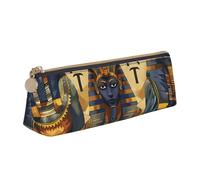 JKSEEPYN Ancient Egypt Tribe Series Printed Pencil Case for Students Girls Boys - Triangle PVC Leather Stationery Organizer Makeup Pouch for School Office Travel