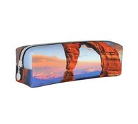 JKSEEPYN Arches National Park Printed Leather Pencil Case for Students Girls Boys - Simple Stationery Organizer Makeup Pouch for School Office Travel