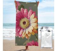 JKSEEPYN Beautiful flower Printed Microfiber Beach Towel 80x160 CM Quick-Dry Bath Towels with PVC Bag for Bathroom Travel Swimming Gym Camping
