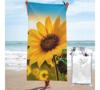 JKSEEPYN Beautiful Sunflower Printed Microfiber Beach Towel 80x160 CM Quick-Dry Bath Towels with PVC Bag for Bathroom Travel Swimming Gym Camping