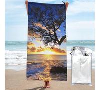 JKSEEPYN Beautiful Sunrise Printed Microfiber Beach Towel 70x140 CM Quick-Dry Bath Towels with PVC Bag for Bathroom Travel Swimming Gym Camping