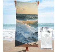 JKSEEPYN Beautiful waves Printed Microfiber Beach Towel 80x160 CM Quick-Dry Bath Towels with PVC Bag for Bathroom Travel Swimming Gym Camping