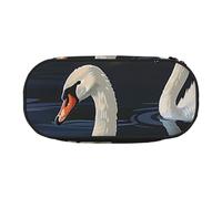 JKSEEPYN Beautiful White Swans on The Lake Printed Pencil Case & Travel Makeup Bag - Zipper Pencil Pen Pouch Funny Pencil Bag for School Office