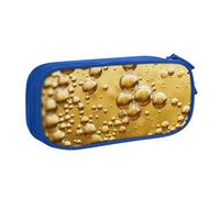 JKSEEPYN Beer Bubble Printed Pencil Pen Case Blue Makeup Organizer, Double-Layer Zippered Pouch with Pen Slots and Pockets for Office, Travel, or School
