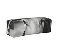 JKSEEPYN Black and White Cow Printed Leather Pencil Case for Students Girls Boys - Simple Stationery Organizer Makeup Pouch for School Office Travel