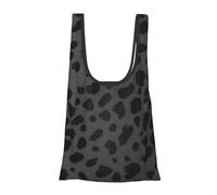 JKSEEPYN Black Leopard Pattern Printed Foldable Shopping Bags Reusable Water Resistant Shoulder Grocery Tote Bags Daily Utility bag 1PCS