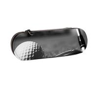 JKSEEPYN Black White Golf Printed Hard Shell Leather Pencil Case & Makeup Bag, Stylish Organizer for School, Office, and Travel
