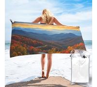 JKSEEPYN Blue Ridge Parkway Mountains Printed Microfiber Beach Towel 140x70 CM Quick-Dry Bath Towels with PVC Bag for Bathroom Travel Swimming Gym Camping