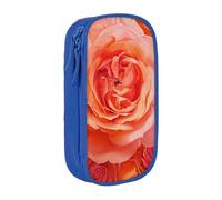 JKSEEPYN Bright Beautiful Rose Printed Double-Layer Pencil Case, Blue Large Capacity Cute Pen Pencil Pouch for School, Office, Travel, or Makeup Organizer