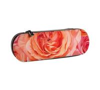 JKSEEPYN Bright Beautiful Rose Printed Hard Shell Leather Pencil Case & Makeup Bag, Stylish Organizer for School, Office, and Travel
