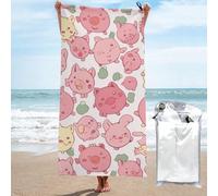 JKSEEPYN cartoon Cute Pigs Pattern Printed Microfiber Beach Towel 70x140 CM Quick-Dry Bath Towels with PVC Bag for Bathroom Travel Swimming Gym Camping